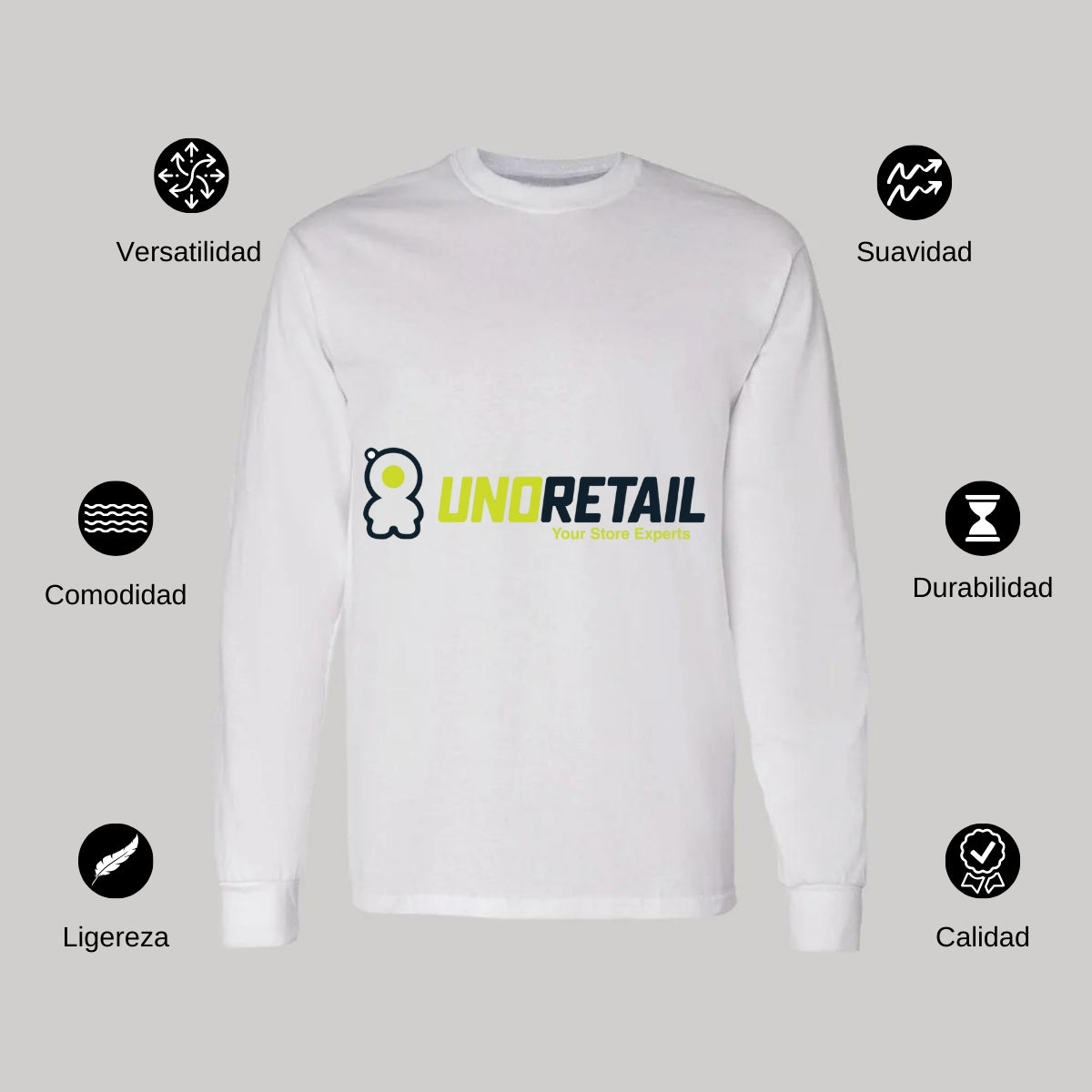 Playera Manga Larga Algodón Blanco Logo