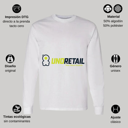Playera Manga Larga Algodón Blanco Logo