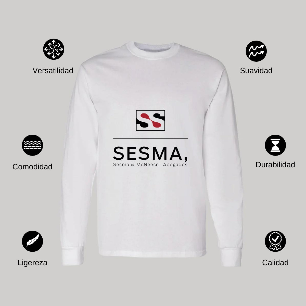 Playera Manga Larga Algodón Blanco Logo