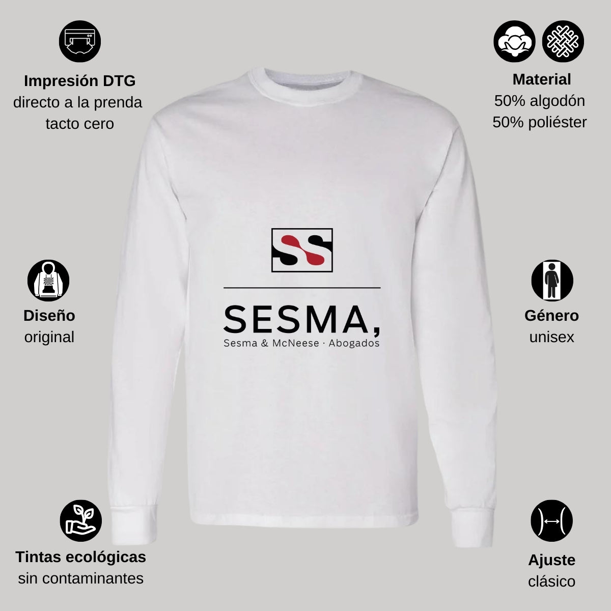 Playera Manga Larga Algodón Blanco Logo