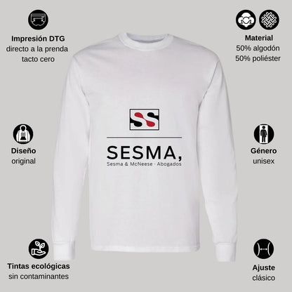 Playera Manga Larga Algodón Blanco Logo