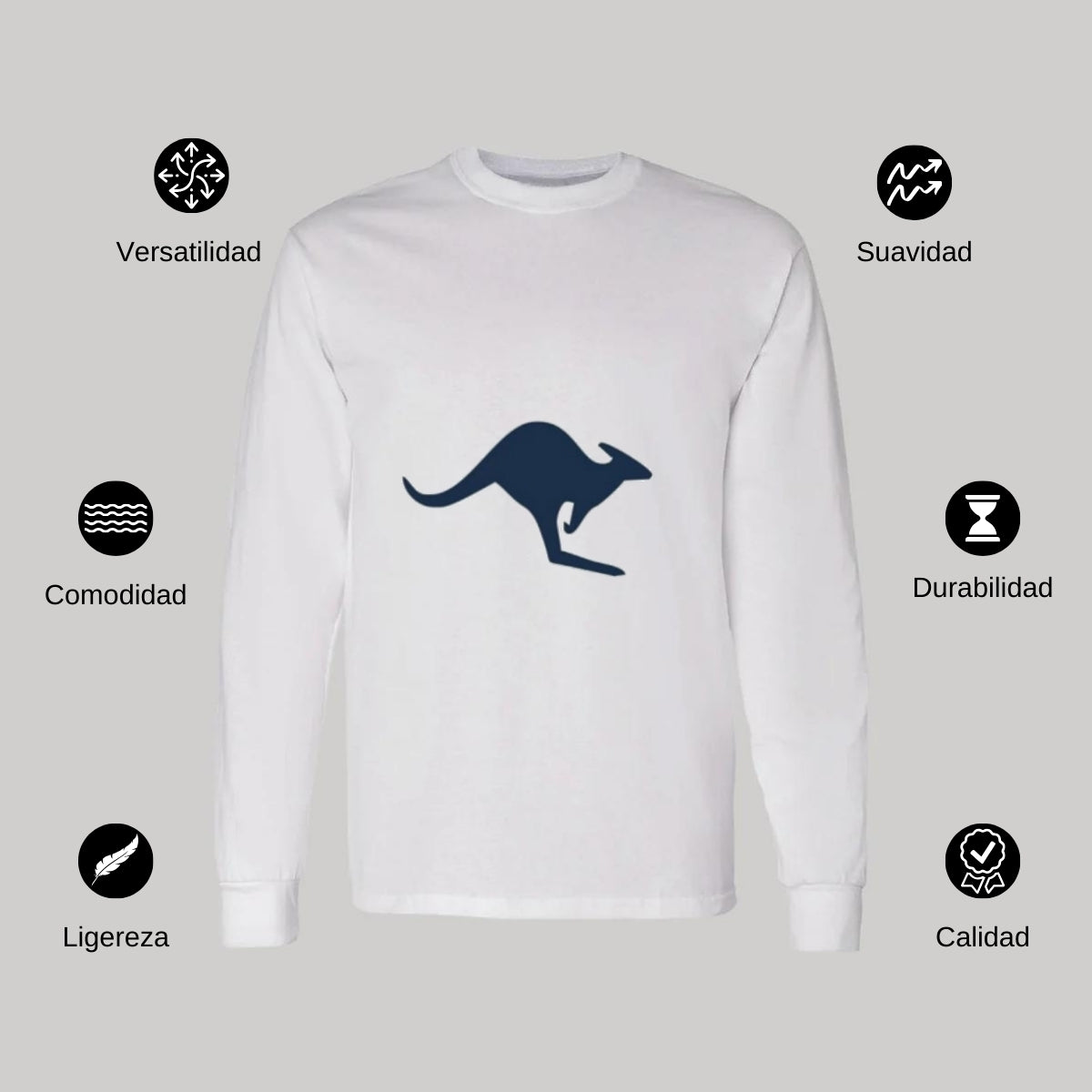 Playera Manga Larga Algodón Blanco Logo