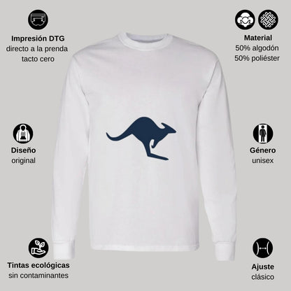 Playera Manga Larga Algodón Blanco Logo