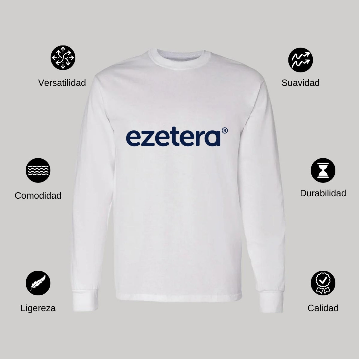 Playera Manga Larga Algodón Blanco Logo