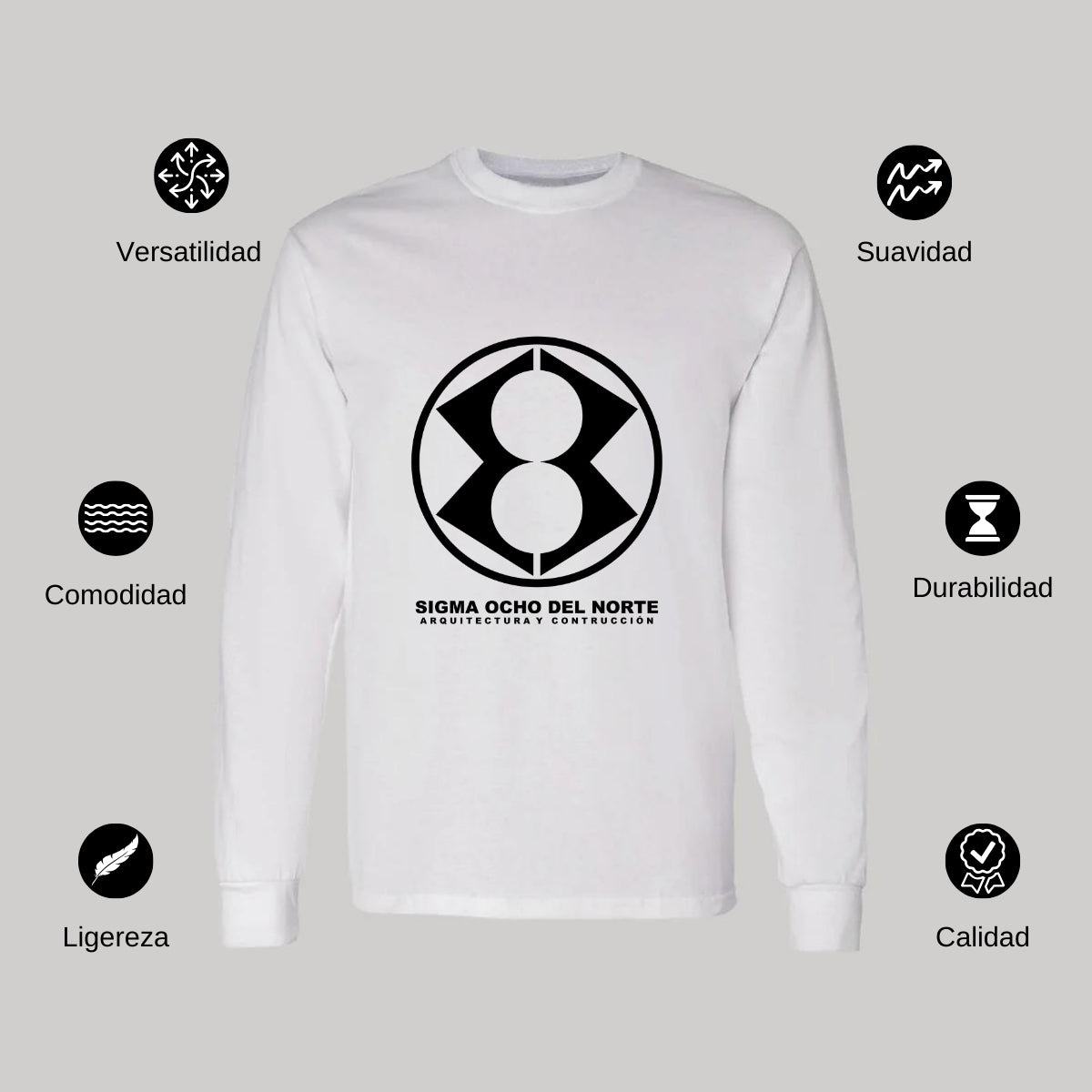 Playera Manga Larga Algodón Blanco Logo