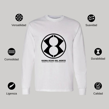 Playera Manga Larga Algodón Blanco Logo