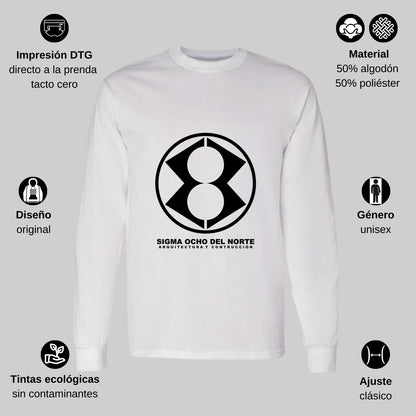 Playera Manga Larga Algodón Blanco Logo