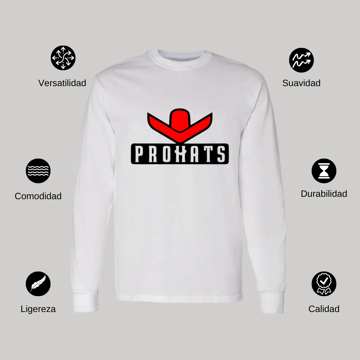 Playera Manga Larga Algodón Blanco Logo