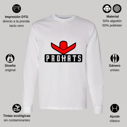 Playera Manga Larga Algodón Blanco Logo