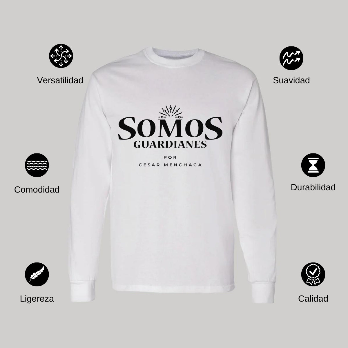 Playera Manga Larga Algodón Blanco Logo