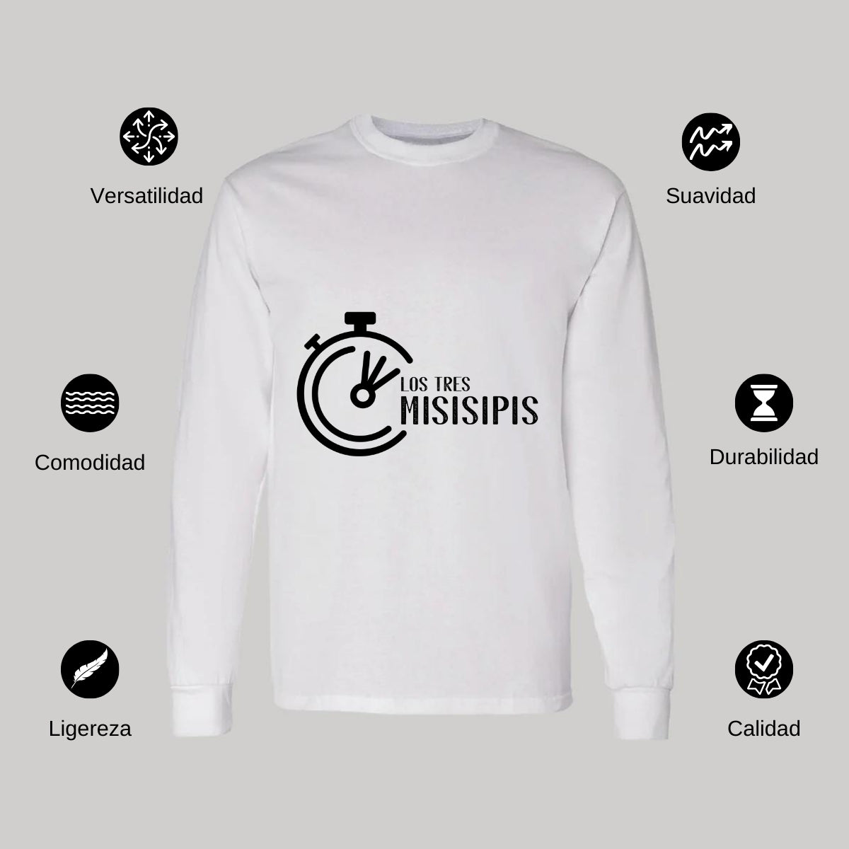Playera Manga Larga Algodón Blanco Logo