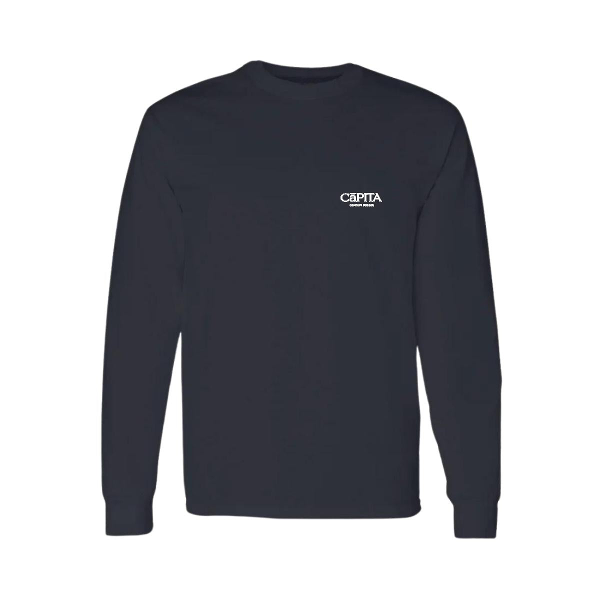 Playera Manga Larga Algodón Negro Escudo