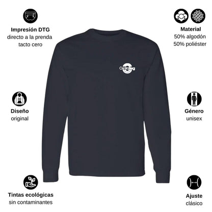 Playera Manga Larga Algodón Negro Escudo