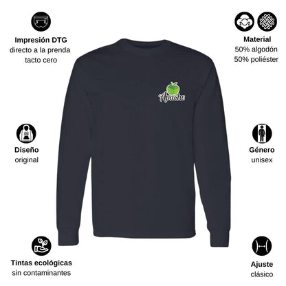 Playera Manga Larga Algodón Negro Escudo