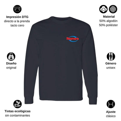 Playera Manga Larga Algodón Negro Escudo
