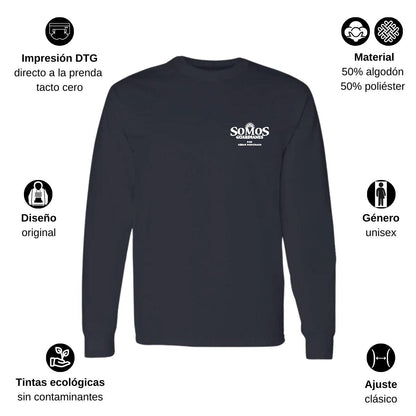 Playera Manga Larga Algodón Negro Escudo