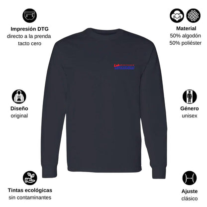 Playera Manga Larga Algodón Negro Escudo