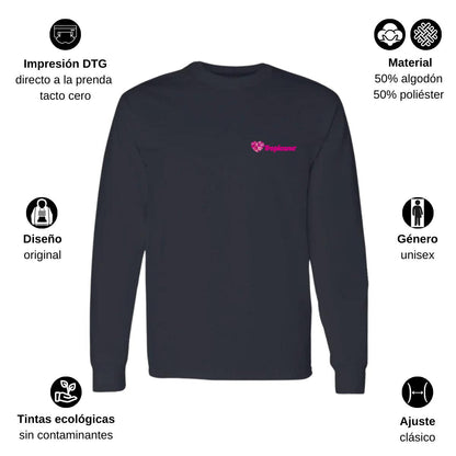 Playera Manga Larga Algodón Negro Escudo