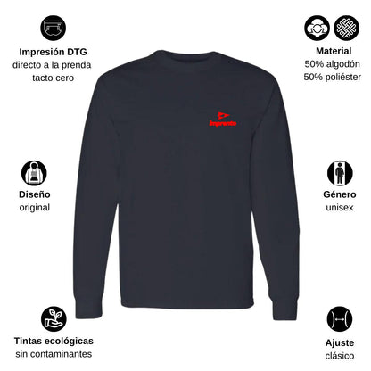 Playera Manga Larga Algodón Negro Escudo