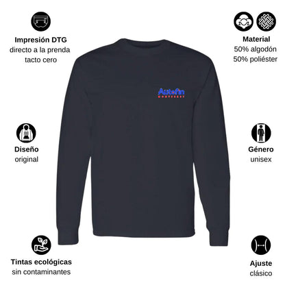 Playera Manga Larga Algodón Negro Escudo