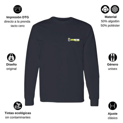 Playera Manga Larga Algodón Negro Escudo