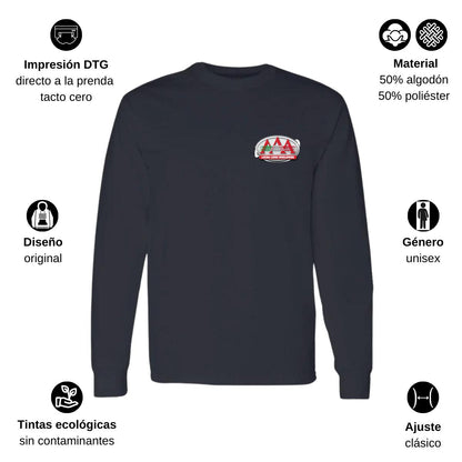 Playera Manga Larga Algodón Negro Escudo