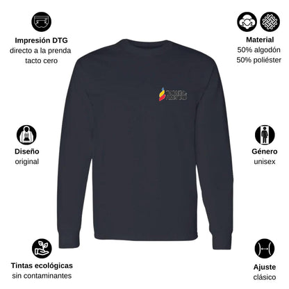 Playera Manga Larga Algodón Negro Escudo