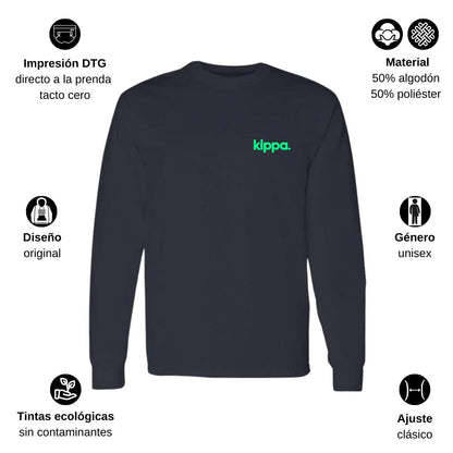 Playera Manga Larga Algodón Negro Escudo