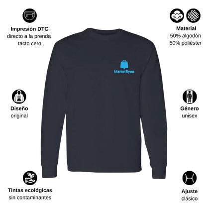 Playera Manga Larga Algodón Negro Escudo