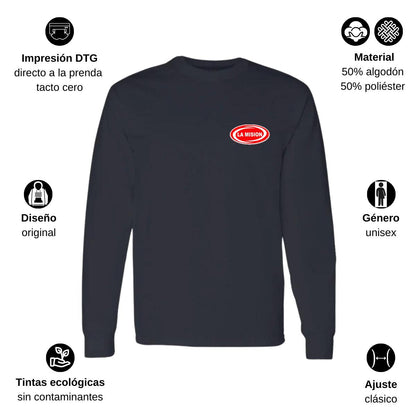 Playera Manga Larga Algodón Negro Escudo