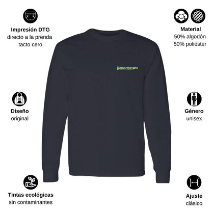 Playera Manga Larga Algodón Negro Escudo