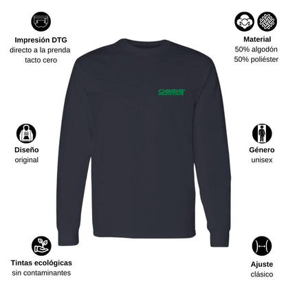 Playera Manga Larga Algodón Negro Escudo