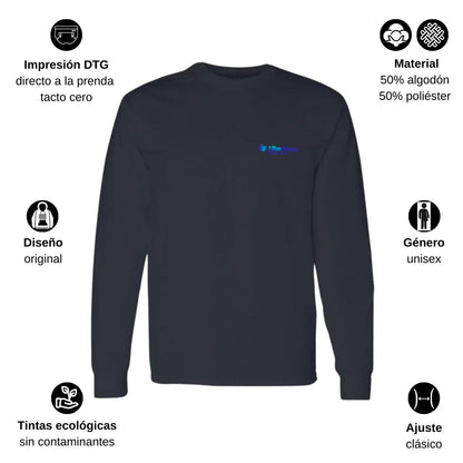 Playera Manga Larga Algodón Negro Escudo