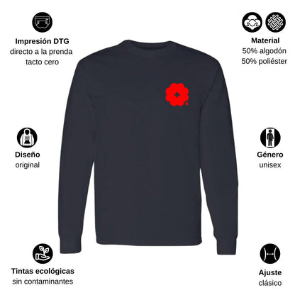 Playera Manga Larga Algodón Negro Escudo