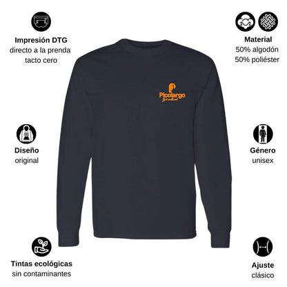 Playera Manga Larga Algodón Negro Escudo