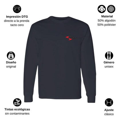 Playera Manga Larga Algodón Negro Escudo