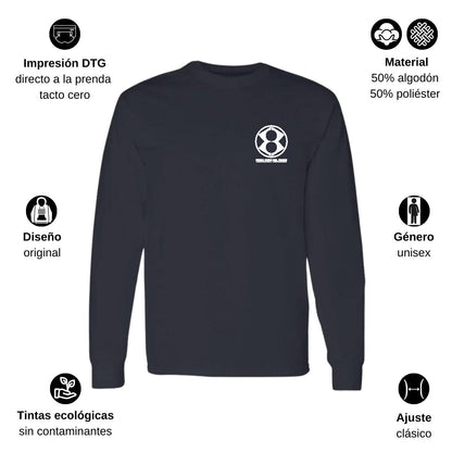 Playera Manga Larga Algodón Negro Escudo