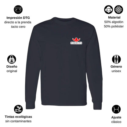 Playera Manga Larga Algodón Negro Escudo
