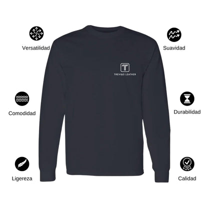 Playera Manga Larga Algodón Negro Escudo