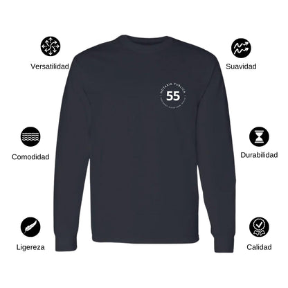 Playera Manga Larga Algodón Negro Escudo
