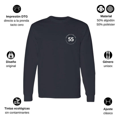 Playera Manga Larga Algodón Negro Escudo