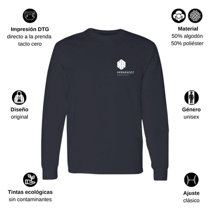 Playera Manga Larga Algodón Negro Escudo