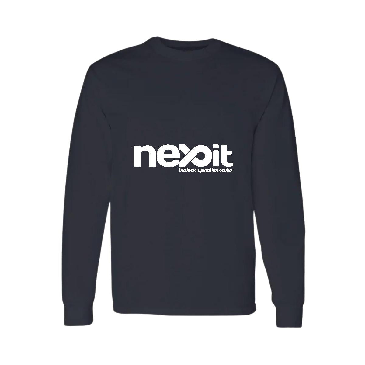 Playera Manga Larga Algodón Negro Logo