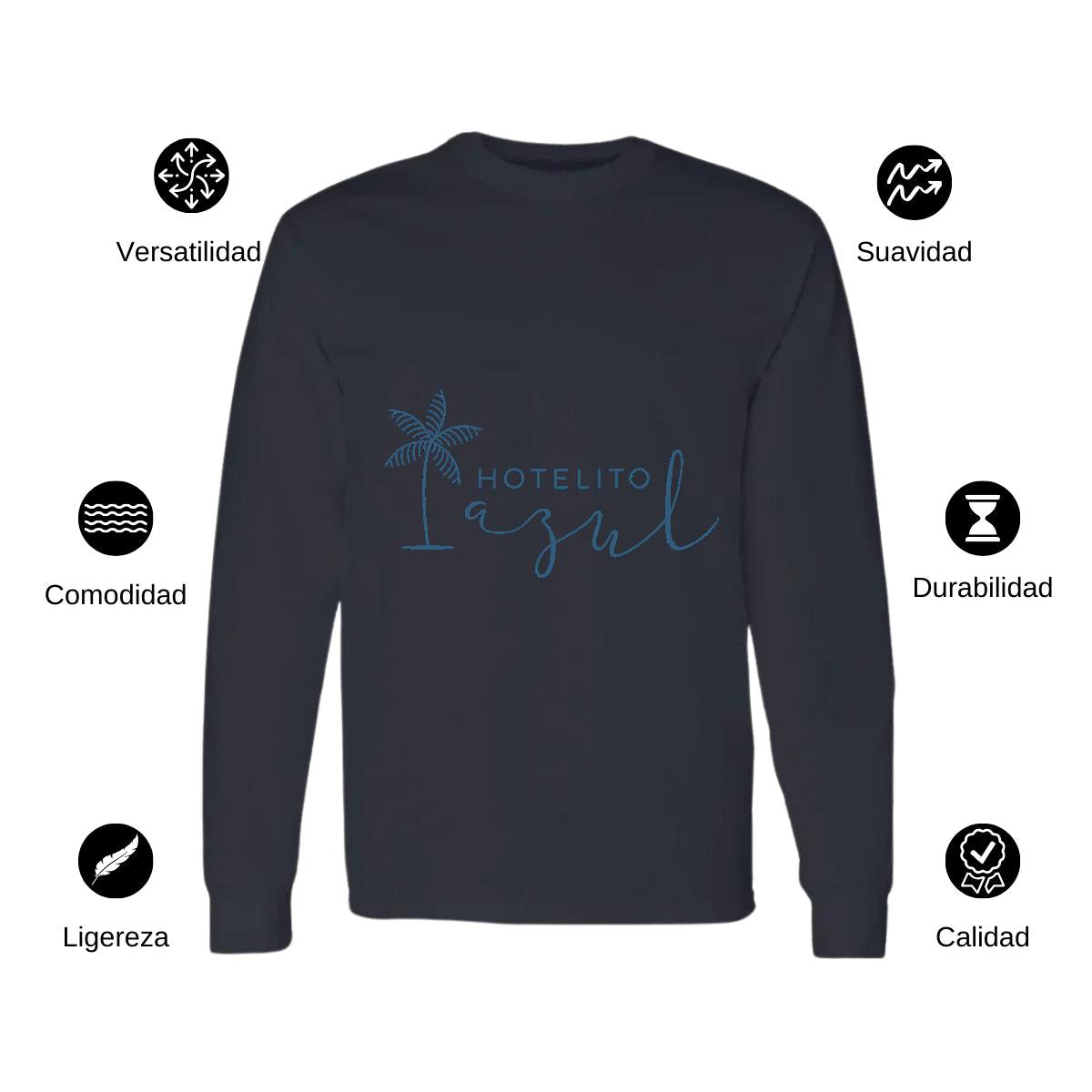 Playera Manga Larga Algodón Negro Logo