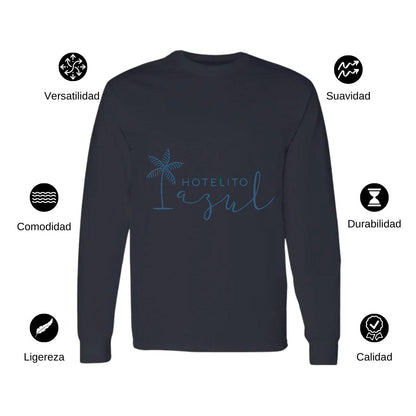 Playera Manga Larga Algodón Negro Logo