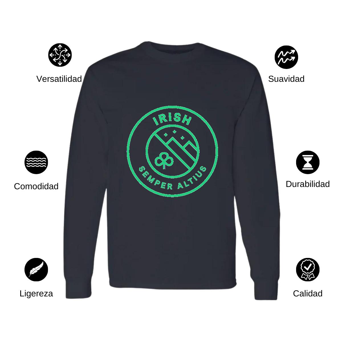 Playera Manga Larga Algodón Negro Logo