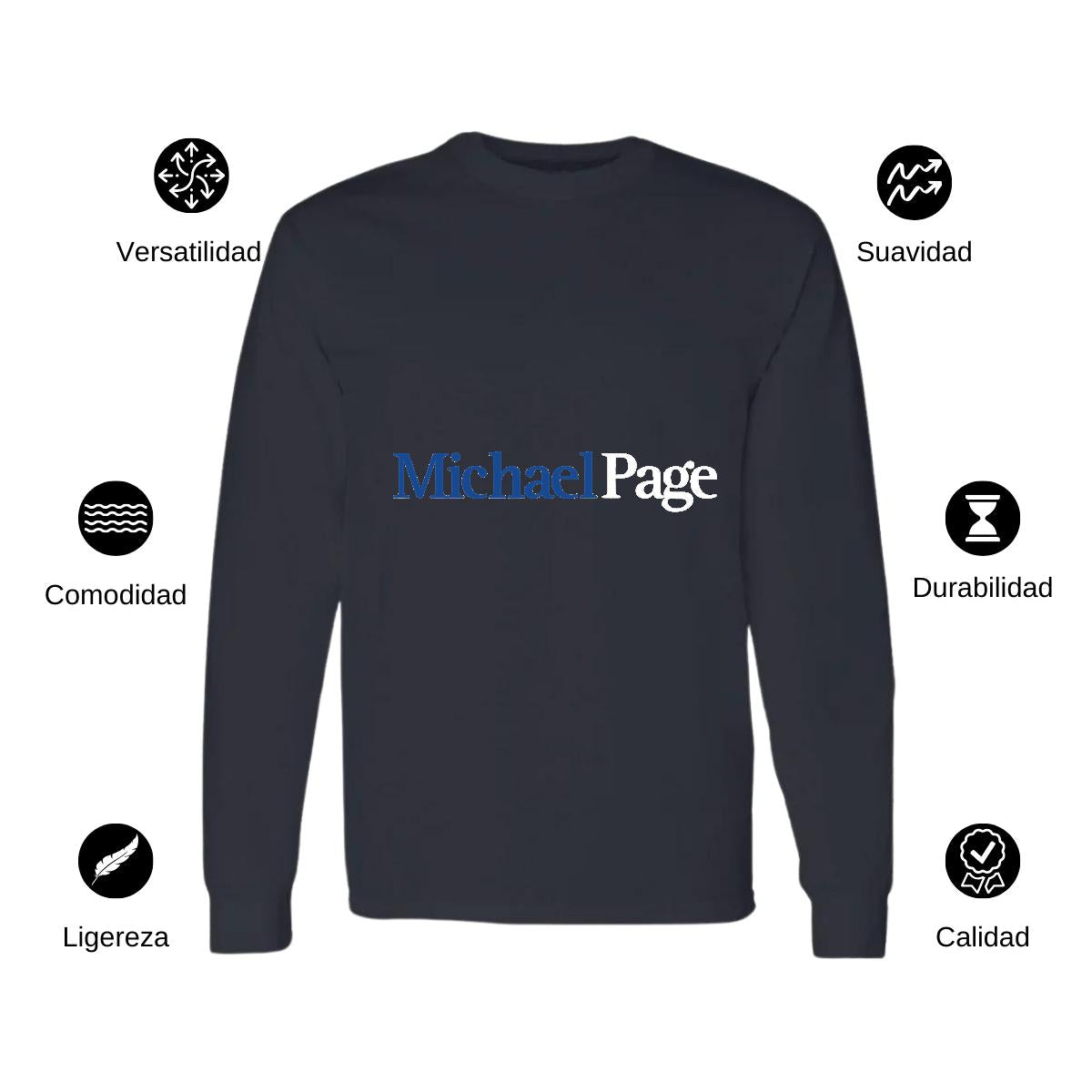 Playera Manga Larga Algodón Negro Logo
