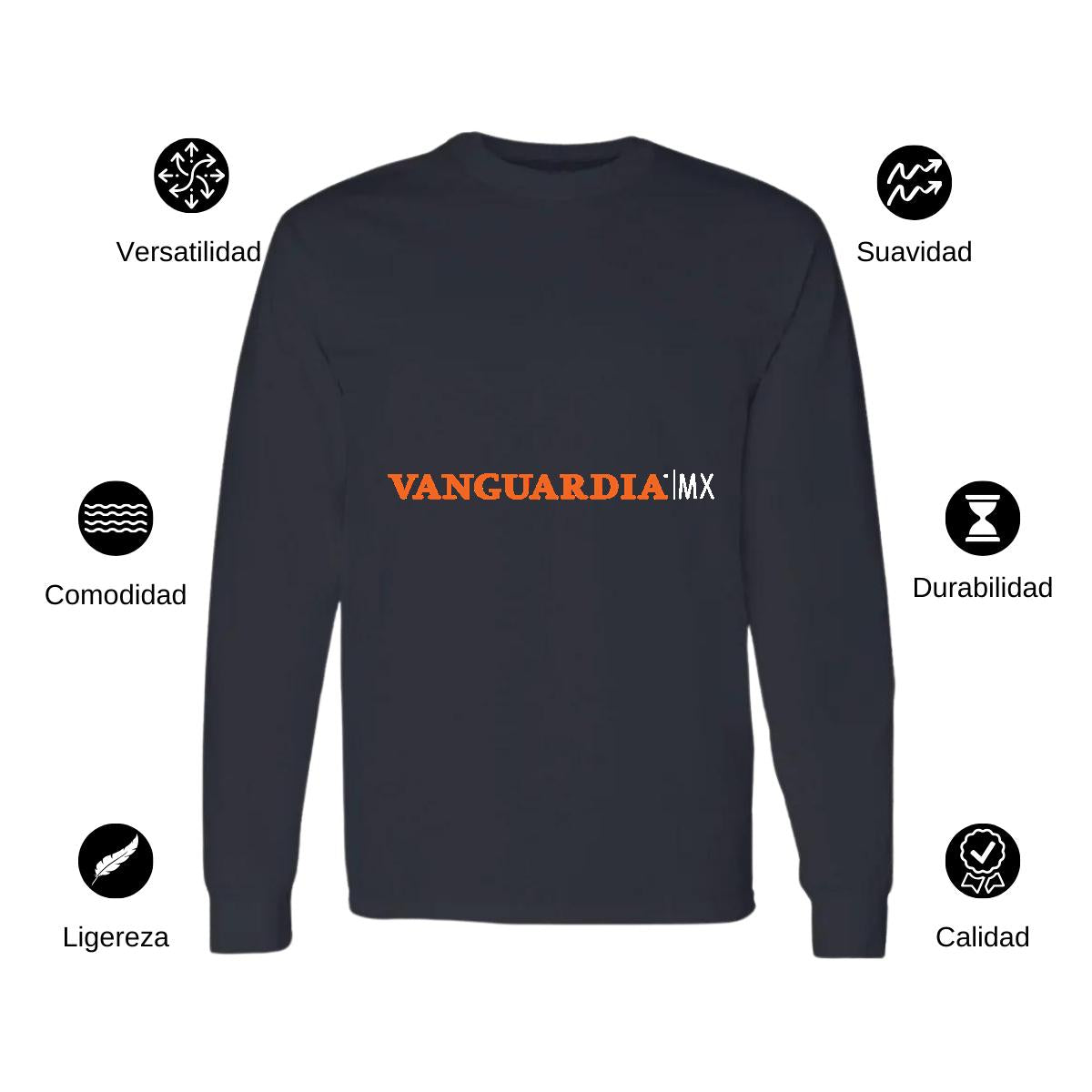 Playera Manga Larga Algodón Negro Logo