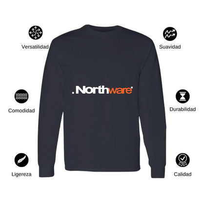 Playera Manga Larga Algodón Negro Logo