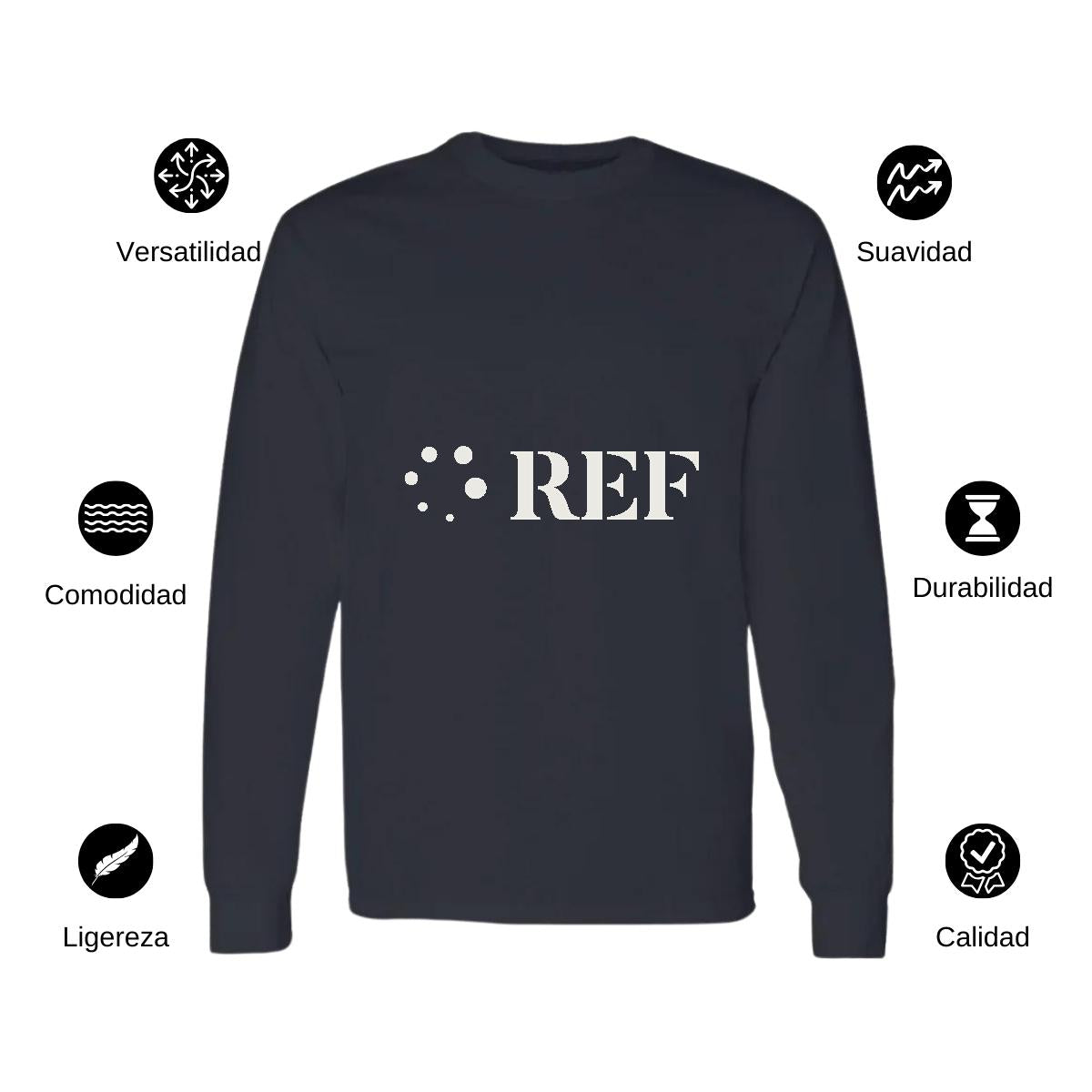 Playera Manga Larga Algodón Negro Logo